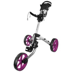 FastFold Mission 5.0 Trolley - Fuchsia Wheels -Elite Golf Gear x2toh2fanh4